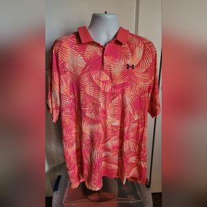 Under Armour Coral & Pink Tropical Print Polo